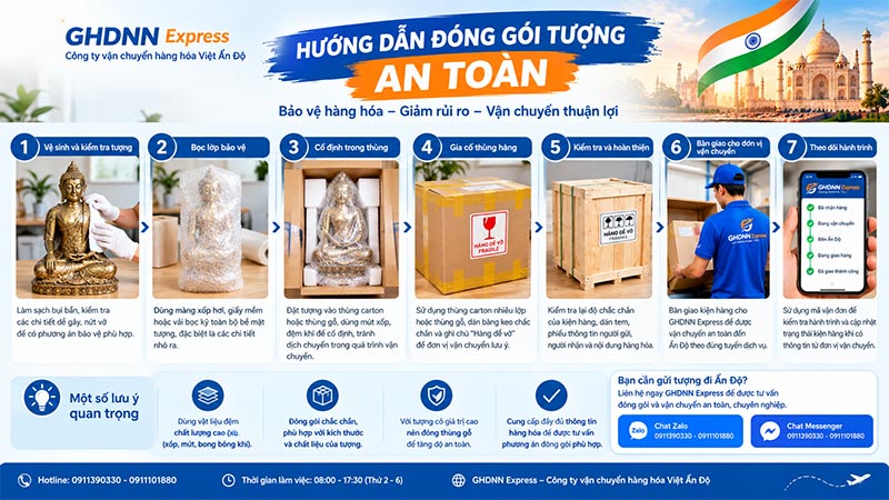 Hướng dẫn đóng gói tượng an toàn gửi từ Việt Nam đi Ấn Độ