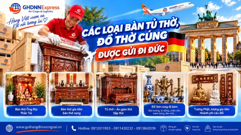 Các loại bàn tủ thờ được gửi đi Đức 