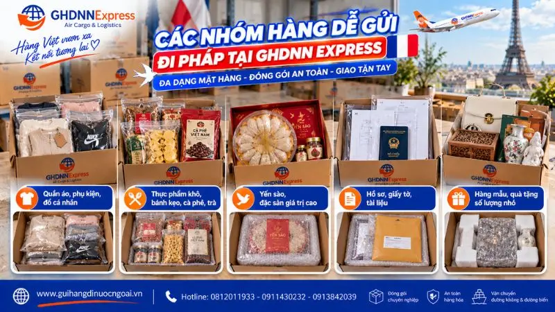 Nhóm hàng xách tay dễ gửi đi Pháp