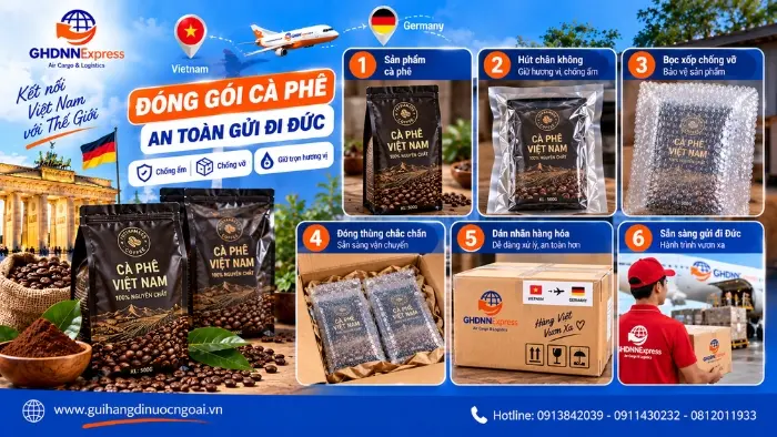 Cách đóng gói cà phê hút chân không gửi đi Đức