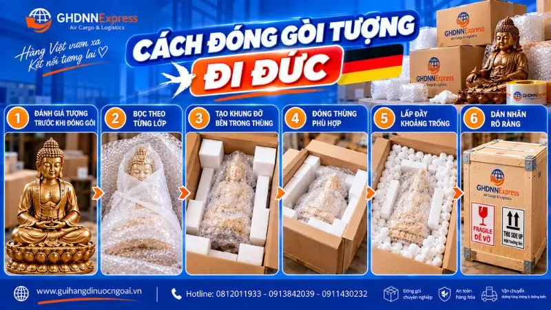 Cách đóng gói tượng đi Đức đúng chuẩn