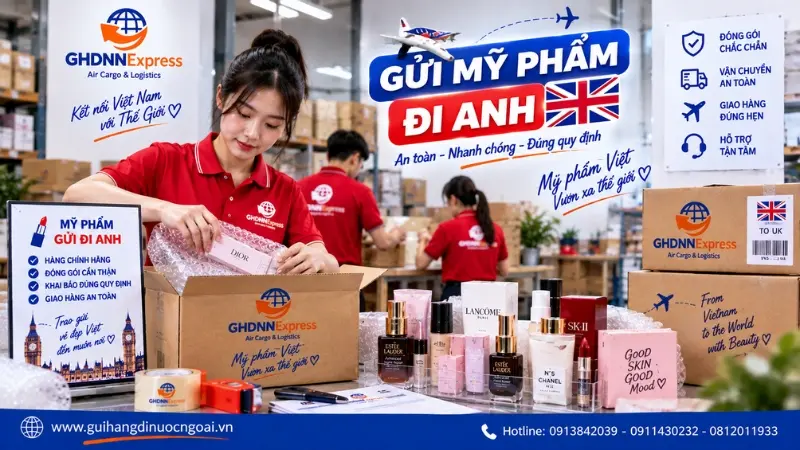 Dịch vụ gửi mỹ phẩm đi Anh tại GHDNN Express