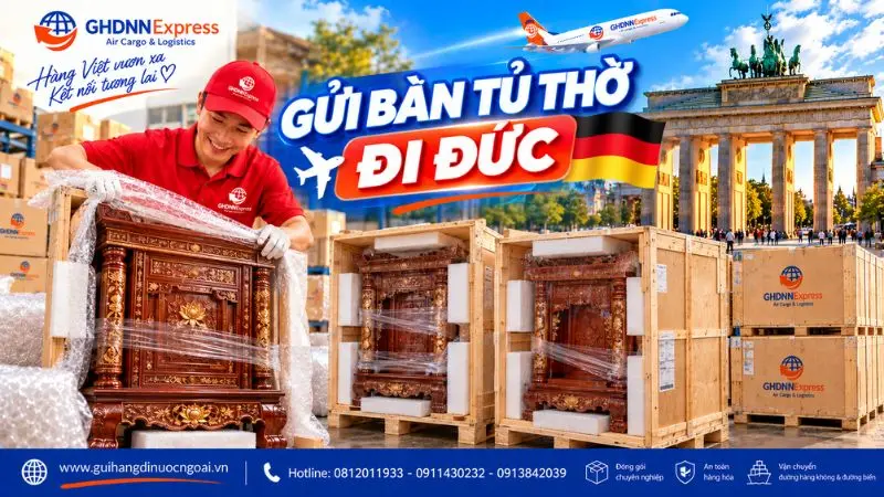 Gửi bàn tủ thờ đi Đức