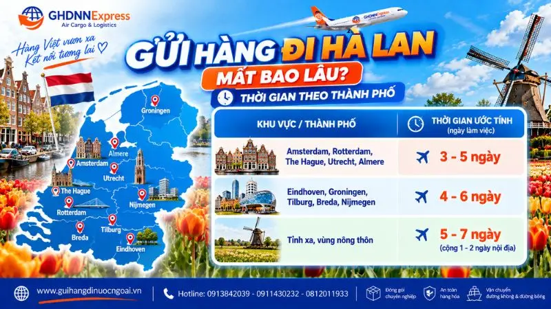 Gửi hàng đến các thành phố tại Hà Lan mất bao lâu?