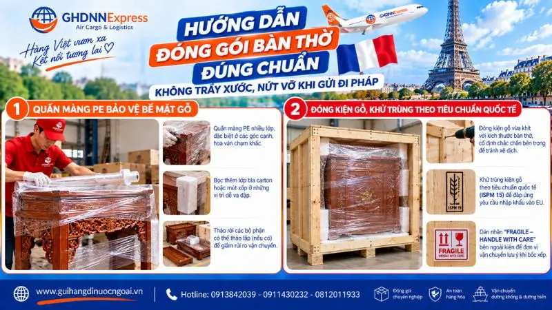 Hướng dẫn đóng gói bàn thờ đi Pháp đúng chuẩn