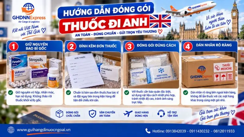 Hướng dẫn đóng gói gửi thuốc tây đi Anh