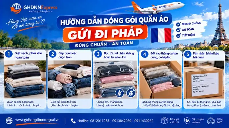 Hướng dẫn đóng gói quần áo đi Pháp