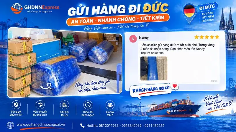 Khách hàng gửi nệm đi Đức bằng đường biển tại GHDNN Express