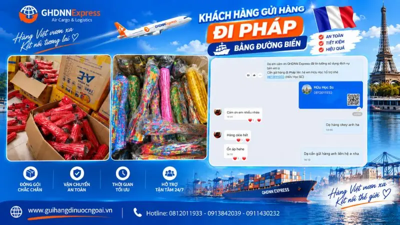 Khách hàng gửi lồng đèn đi Pháp bằng đường biển tại GHDNN Express