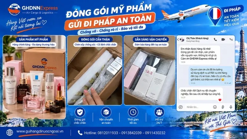 Khách hàng gửi mỹ phẩm đi Pháp tại GHDNN Express