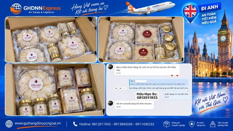 Khách hàng gửi yến sào đi Anh tại GHDNN Express