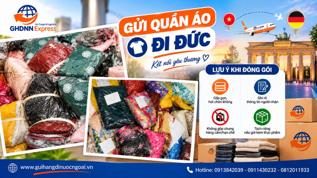 Lưu ý khi đóng gói gửi quần áo đi Đức