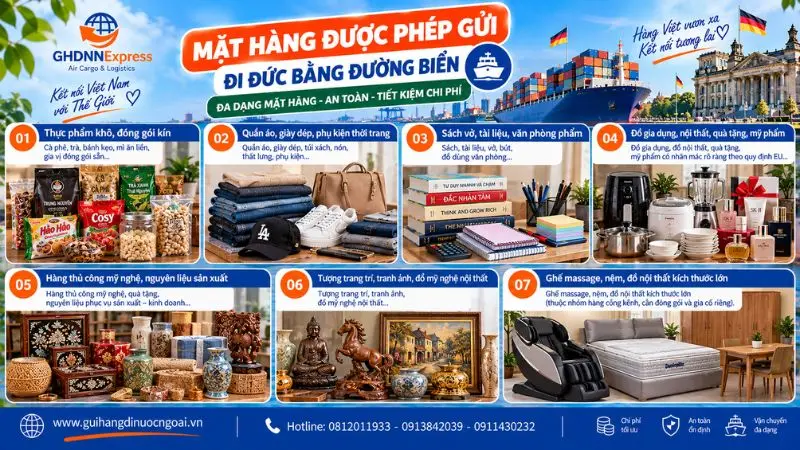 Các mặt hàng được phép gửi di đức bằng đường biển