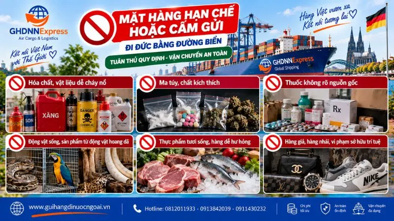 Mặt hàng hạn chế hoặc cấm gửi đi đức bằng đường biển