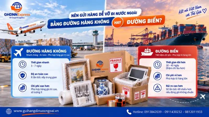 Nên gửi hàng dễ vỡ đi nước ngoài bằng đường hàng không hay đường biển?