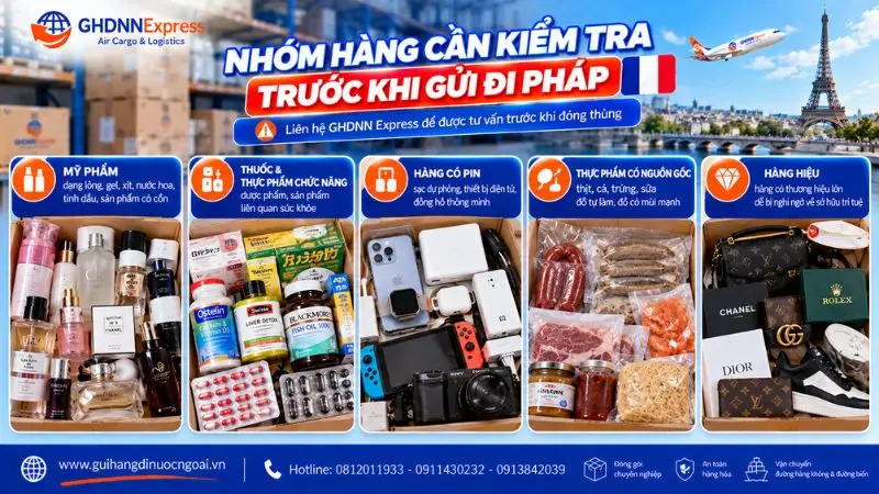 Nhóm hàng cần kiểm tra trước khi gửi hàng xách tay đi Pháp