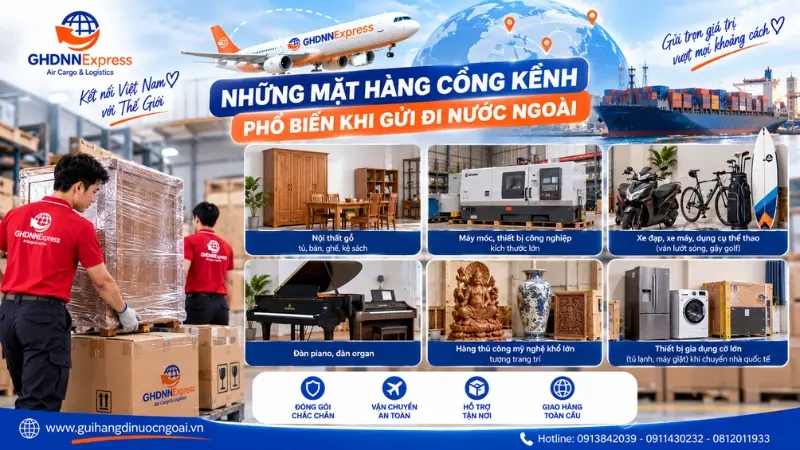 Những mặt hàng cồng kềnh gửi đi quốc tế