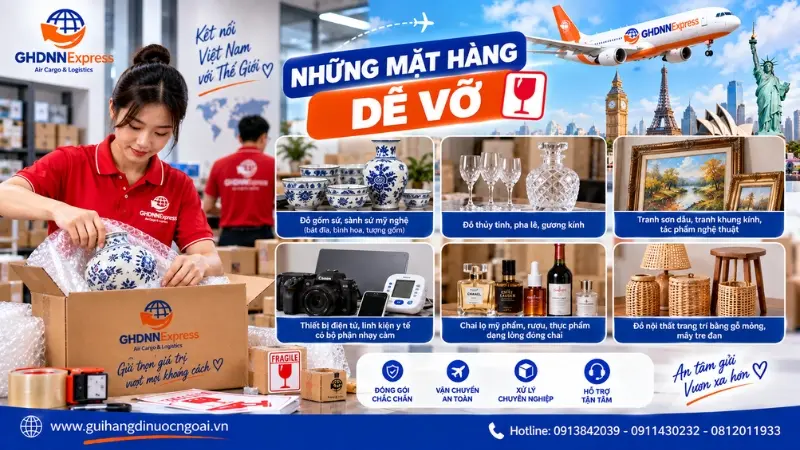 Những mặt hàng dễ vỡ gửi đi nước ngoài