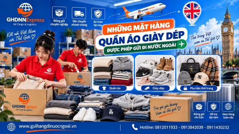 Những mặt hàng quần áo giày dép được phép gửi đi nước ngoài