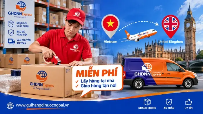 Quy trình đóng gói gửi hàng đi Anh tại GHDNN Express