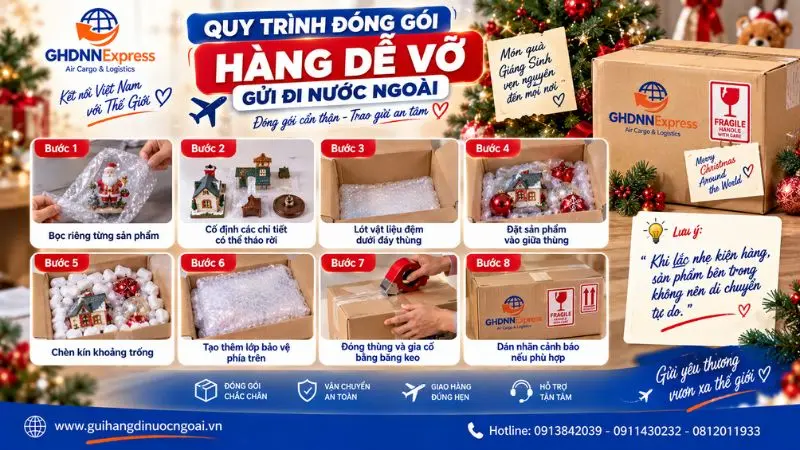 Quy trình đóng gói hàng dễ vỡ đi nước ngoài