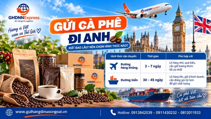 Thời gian gửi cà phê đi Anh