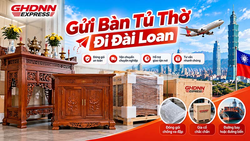 Gửi bàn tủ thờ đi Đài Loan