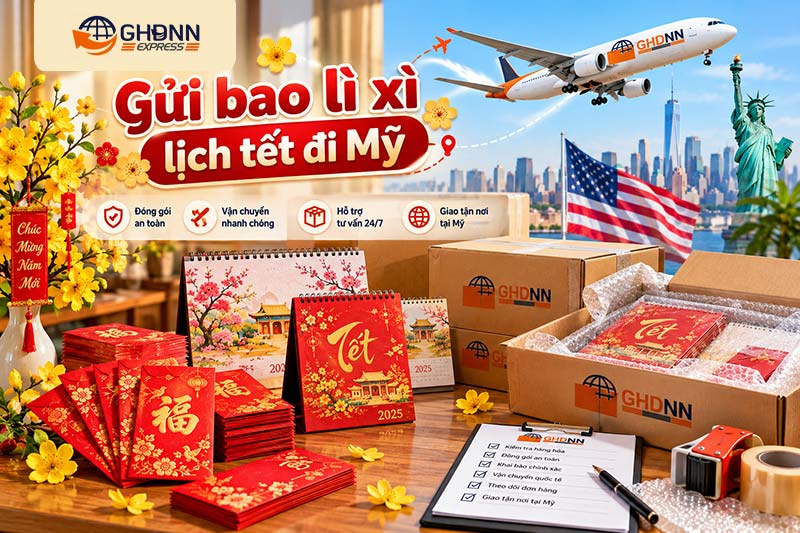 Vận chuyển bao lì xì lịch Tết đi Mỹ
