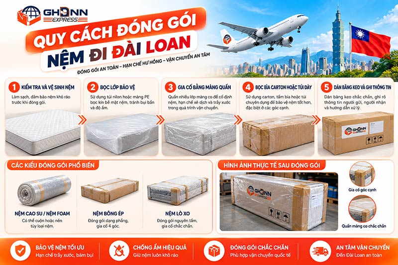 Vận chuyển nệm đi Đài Loan