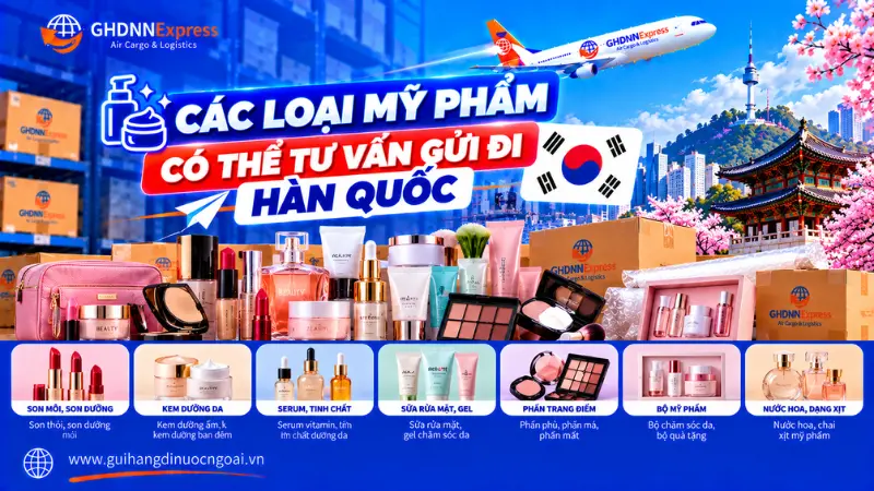 Các loại mỹ phẩm có thể tư vấn gửi đi Hàn Quốc