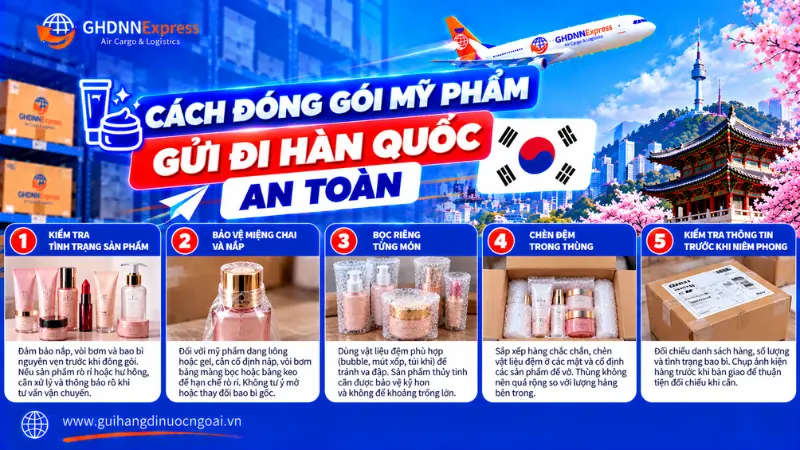 Cách đóng gói mỹ phẩm gửi đi Hàn Quốc an toàn
