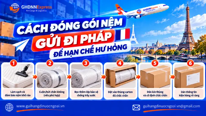 Cách đóng gói nệm gửi đi pháp bạn chế hư hỏng