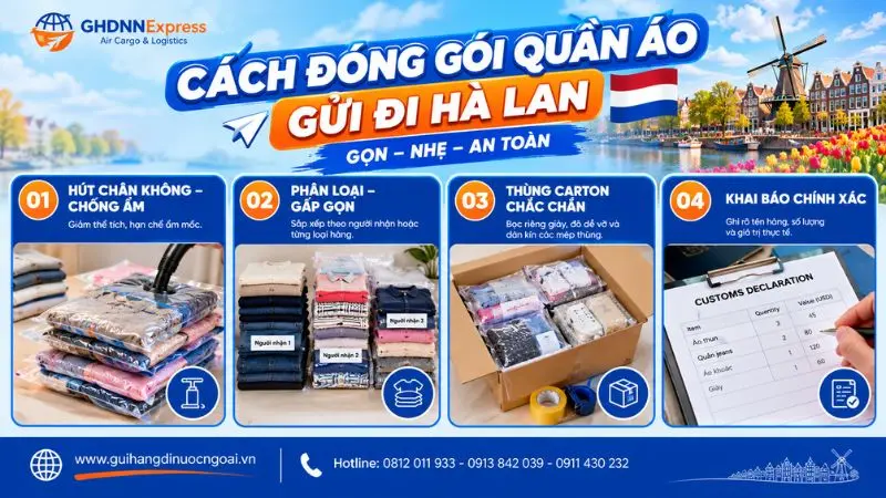 Cách đóng gói quần áo gửi đi Hà Lan