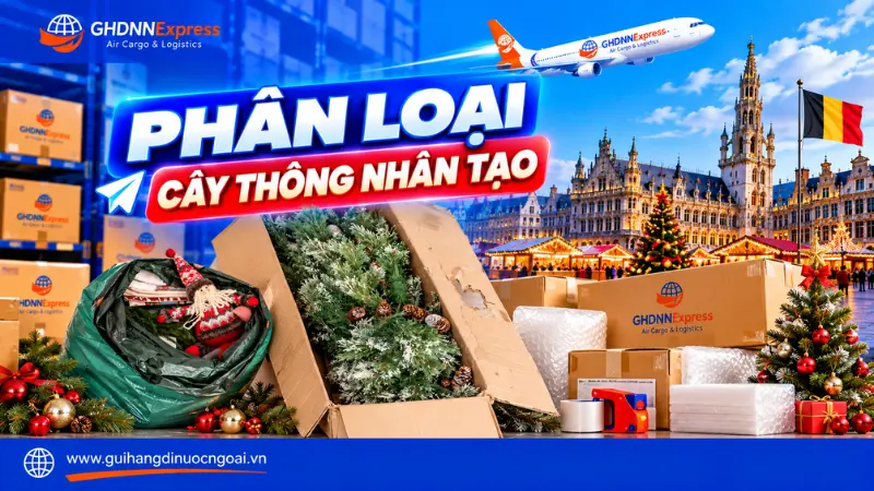 Cây thông nhân tạo tháo rời trước khi gửi đi Bỉ