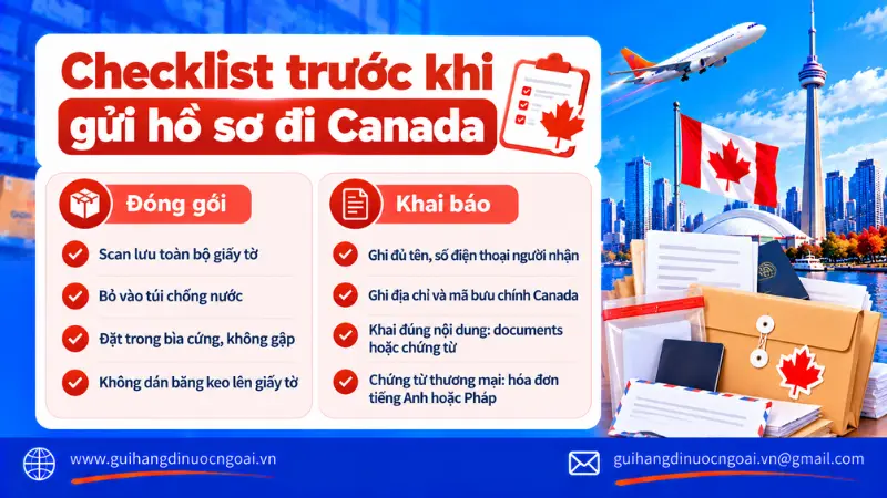Checklist đóng gói và khai báo hồ sơ, tài liệu, chứng từ trước khi gửi đi Canada