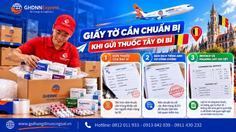 Giấy tờ cần chuẩn bị khi gửi thuốc tây đi Bỉ