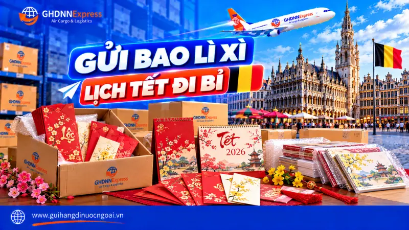 Gửi bao lì xì lịch tết đi Bỉ
