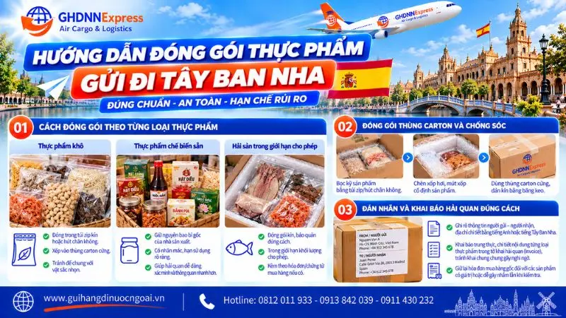 Hướng dẫn đóng gói thực phẩm đi Tây Ban Nha đúng chuẩn