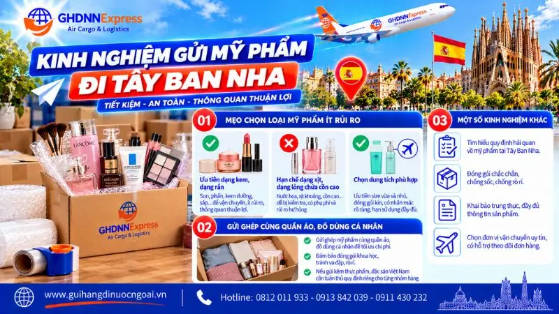Kinh nghiệm gửi mỹ phẩm đi Tây Ban Nha tiết kiệm