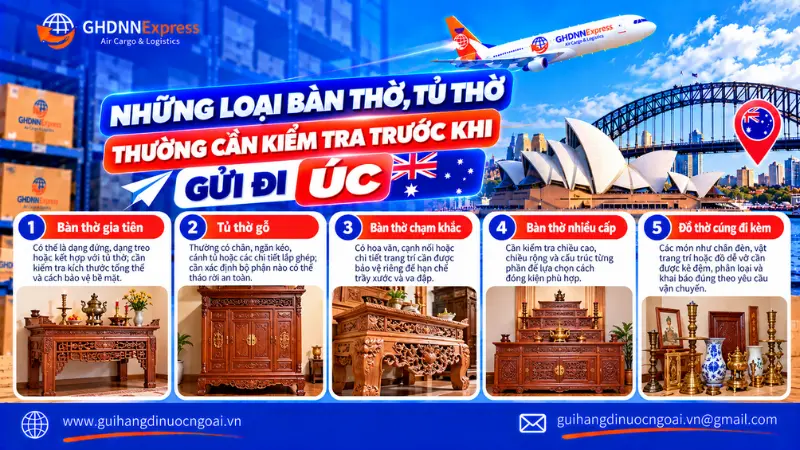 Những loại bàn tủ thờ có thể gửi đi Úc