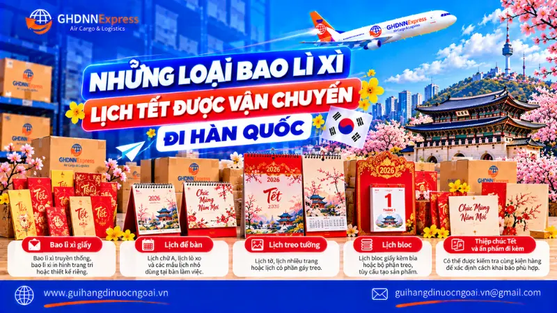 Những loại bao lì xì được vận chuyển đi Hàn Quốc