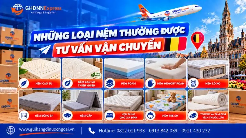 Những loại nệm thường được tư vấn vận chuyển đi Bỉ