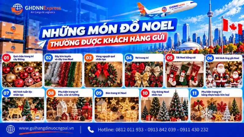 Những món đồ noel thường được khách hàng gửi đi Canada