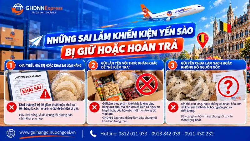 Những sai lầm cần tránh khi gửi yến sào đi Bỉ