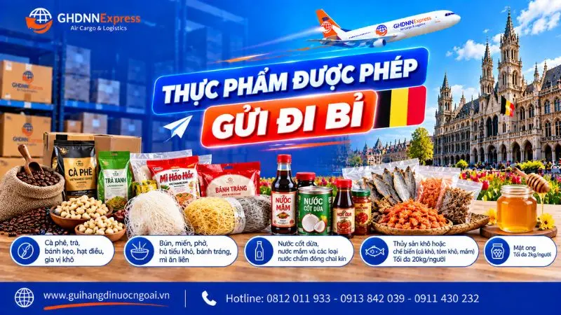 Thực phẩm được phép gửi đi Bỉ